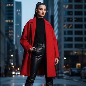Donna Karan Black Label Chic Runway Red Wool Coat S